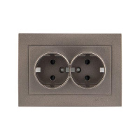 Панель лицевая Валенсия для розетки 2-м 16А защ. шторки с заземл. графит PROxima  ESR16-L-128-60