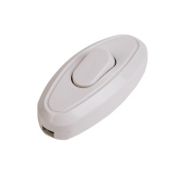 Выключатель-кнопка 6А 250ВON-OFF на электропровод для настольной лампы/бра бел.  36-3016