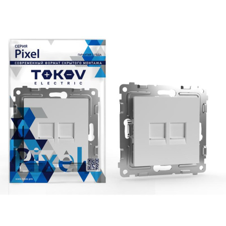 Розетка компьютерная 2-м СП Pixel RJ45 кат.5E механизм бел.  TKE-PX-RC2-C01