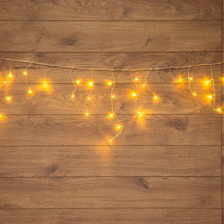 Гирлянда светодиодная "Айсикл" (бахрома) 1.8х0.5м 48LED тепл. бел. 4.1Вт 230В IP20 провод прозр.  255-016