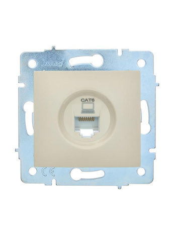 Розетка компьютерная 1-м СП ASTI IP20 RJ45 механизм Cat 6e крем.  7081-0388-140
