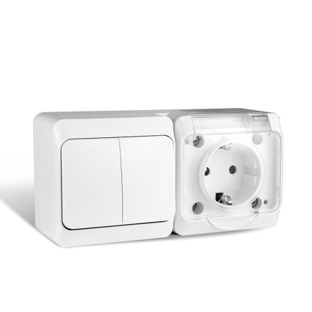 Блок ОП Nix (розетка 16А 250В с заземл. 2-кл. выкл. 10А) IP54 бел.  TKE-NX-V2RZ-C01T-IP54