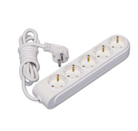 Удлинитель 5х3м с заземл. 16А IP20 ПВС 3х1.5 защ. шторки  N5210044