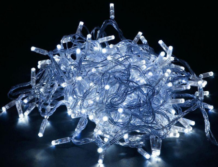 Гирлянда "Нить" 10м 100LED бел. IP44 провод прозр. 230В с контроллером 8 режимов  LGDU111-2-100-10-T-S-44