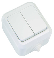 Выключатель 2-кл. ОП 10А IP44 п/герм. бел.  18301
