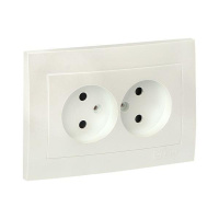 Панель лицевая Валенсия для 2-м розетки 10А без заземл. защ. шторки жемчуж. PROxima  ESR10-L-102-50