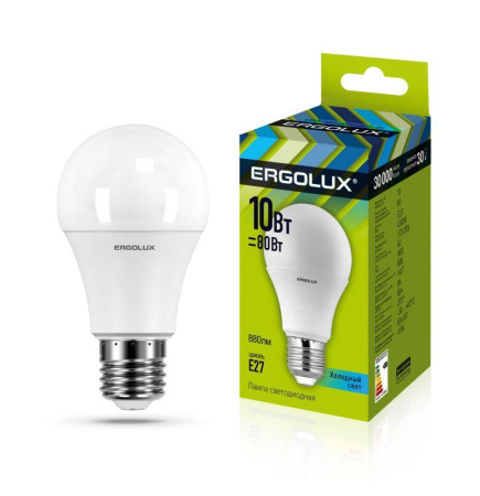 Лампа светодиодная LED-A60-10W-E27-4500K 10Вт грушевидная 4500К бел. E27 180-240В ЛОН  12149
