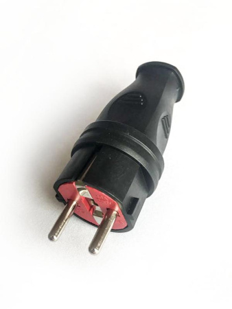 Вилка прямая 16А IP44 черн.  VKsm-Z-IP(B)16A