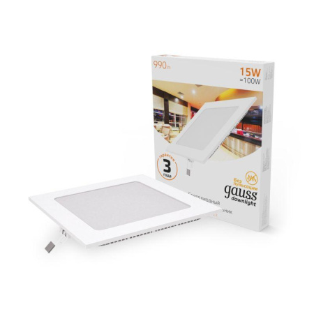 Светильник светодиодный Slim 15Вт 3000К IP20 990лм 220-240В ДВО квадрат бел.  940111115