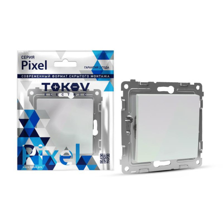 Переключатель проходной 1-кл. СП Pixel 10А IP20 механизм перламутр.  TKE-PX-P1-C04