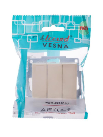 Выключатель 3-кл. СП Vesna механизм крем.  742-0388-109