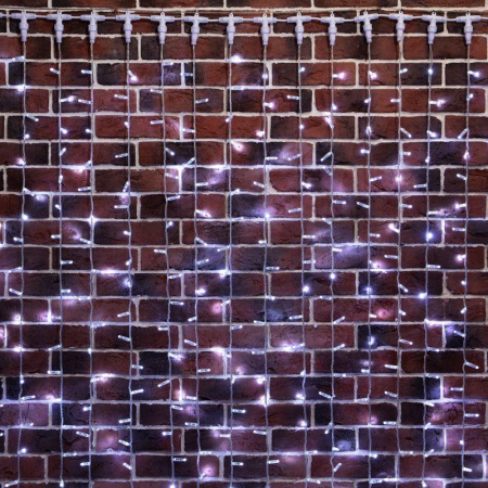 Гирлянда светодиодная "Светодиодный Дождь" 2х9м 2200LED бел. 110Вт 230В IP65 постоян. свечение провод силикон. прозр.  235-195