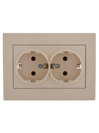 Розетка 2-м СП Rain с заземл. керамика крем.  703-0303-127