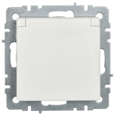 Розетка BRITE РСбш10-3-БрБ 16А IP20 с заземл. защ. шторки с крышкой механизм бел.  BR-R16-16-K01