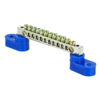 Шина нулевая N 6х9 12 отверст. цинк 2 син. угловых изолятора PROxima  sn1-63-12-2