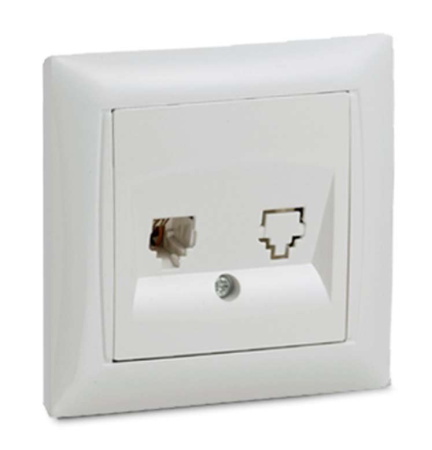 Розетка телефонная 1-м СП Valenzo 6034 16А IP20 бел. ASD /  4690612006420
