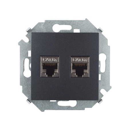 Розетка компьютерная 2-м RJ45 кат.6A AMP FTP графит  1591564-038