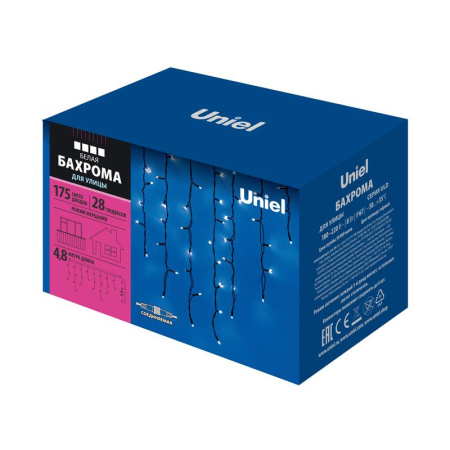 Бахрома ULD-B4806-176/TBK WHITE IP67 с эффектом мерцания 4.8м соединяемая 176 led бел. свет провод черн.  UL-00005280