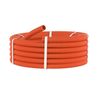 Труба гофрированная ПНД гибкая тяжелая d25мм без протяжки оранж. (уп.50м)  70525