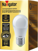 Лампа светодиодная 80 543 NLL-G45-6-230-4K-E27-FR-SV 6Вт шар матовая 4000К нейтр. бел. E27 600лм 176-264В Supervision Navigator 80543