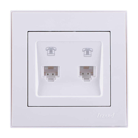 Розетка телефонная 2-м СП Rain RJ11 16А IP20 евро стандарт бел.  703-0202-138