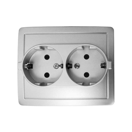 Розетка 2-м СП 15 16А IP20 250В с заземл. Schuko без защ. шторок винт. клеммы алюм.  1590456-033