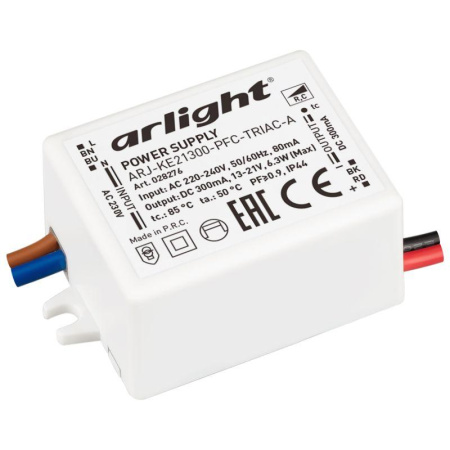 Блок питания ARJ-KE21300-PFC-TRIAC-A 6.3Вт 300мА IP44 пластик 5 лет  028276