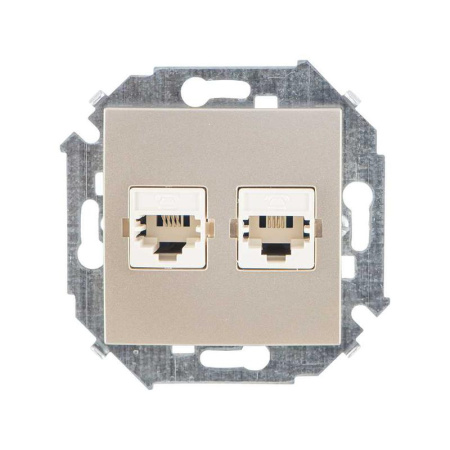 Розетка телефонная 2-м  15 RJ11 винтов. зажим механизм шампань  1591589-034