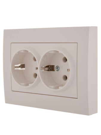Розетка 2-м СП Rain с заземл. керамика бел.  703-0202-127