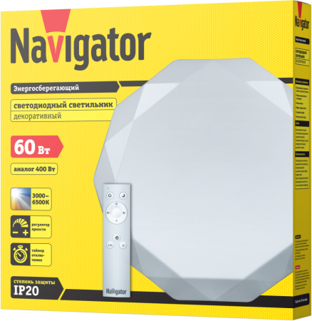 Светильник светодиодный 61 662 NBL-RC02-36-MK-IP20-LED 36Вт IP20 2400лм с пультом ДУ хрусталь Navigator 61662