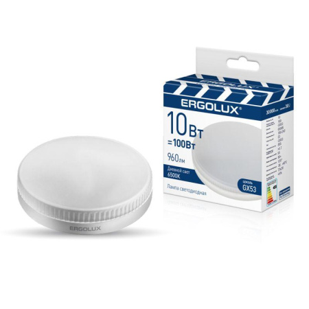 Лампа светодиодная LED-GX53-10W-GX53-6K 10Вт GX53 6500К 180-240В ПРОМО  15561