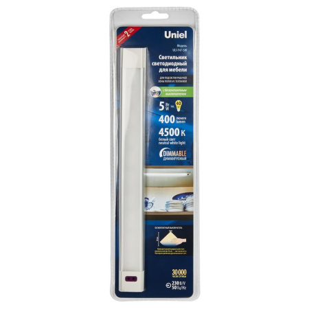 Светильник светодиодный ULI-F47-5W/4500K/DIM SENSOR IP20 SILVER 400лм для мебели 300х30х11.5мм  UL-00008284