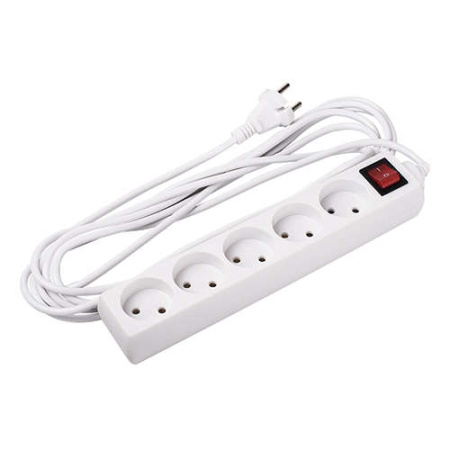 Удлинитель 5х5м 10А IP20 FS075-05-500 2.2кВт ПВС 2х0.75 с выкл.  5004368