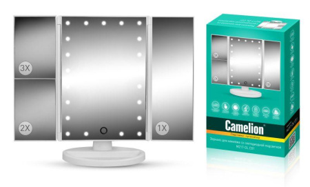 Зеркало M217-DL C01 с LED подсветкой 1x/2x/3x увеличение дневной свет 5Вт 4хLR03/USB бел.  14005