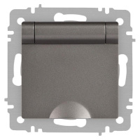 Розетка Accent 6-203-09 2P+E Schuko с крышкой 16А-250В IP20 СУ AL/CU титан  Б0063471