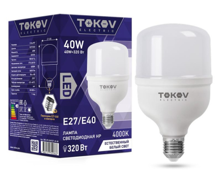 Лампа светодиодная 40Вт HP 4000К Е40/Е27 176-264В  TKE-HP-E40/E27-40-4K