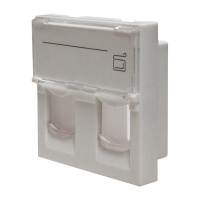 Панель лицевая 2 порта 45х45 Keystone шторки откидное маркиров. окно (DIY)  10-0302-1