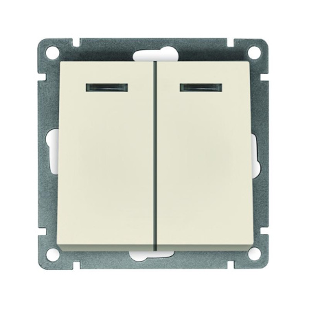 Выключатель 2-кл. СП Афина 10А IP20 с подсветкой механизм сл. кость (ivory)  A0123-I
