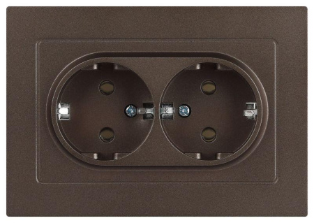 Розетка Accent 6-205-08 2X2P+E Schuko 16А-250В IP20 СУ AL/CU бронза  Б0063498