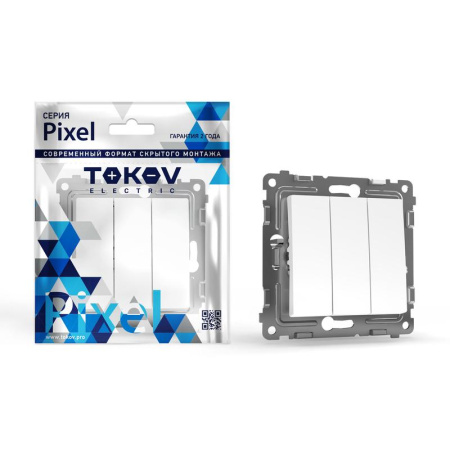 Выключатель 3-кл. СП Pixel 10А IP20 механизм бел.  TKE-PX-V3-C01