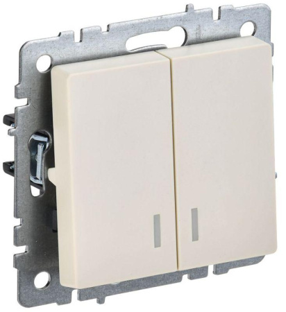 Выключатель 2-кл. СП BRITE ВС10-2-1-БрКр 10А с индик. механизм беж.  BR-V20-1-10-K10