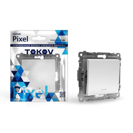 Выключатель 1-кл. СП Pixel 10А IP20 с индикатором механизм бел.  TKE-PX-V1I-C01