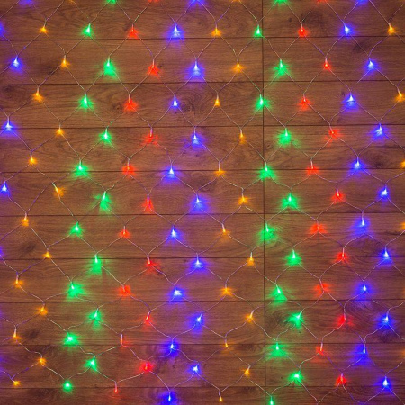 Гирлянда светодиодная "Сеть" 1.5х1.5м 150LED мультиколор 12Вт 220-240В IP20 с контроллером 8 режимов провод ПВХ прозр.  215-129