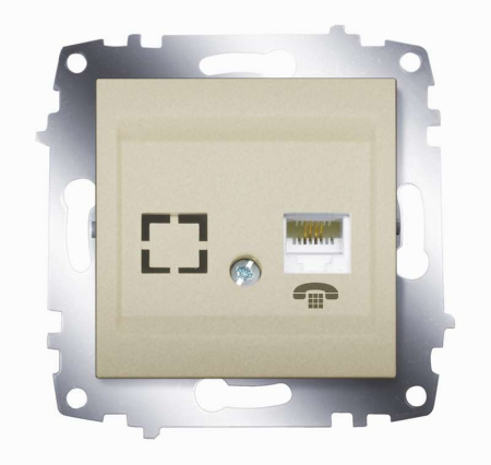 Розетка телефонная 2-м Cosmo RJ11 + гнездо механизм титаниум  619-011400-221