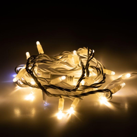 Гирлянда светодиодная "Нить" 3м 30LED тепл. бел. IP65 новогодняя провод бел. каучук (без шнура питания)  Б0056014