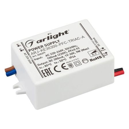 Блок питания ARJ-KE30300-PFC-TRIAC-A 9Вт 300мА IP44 пластик 5 лет  028277