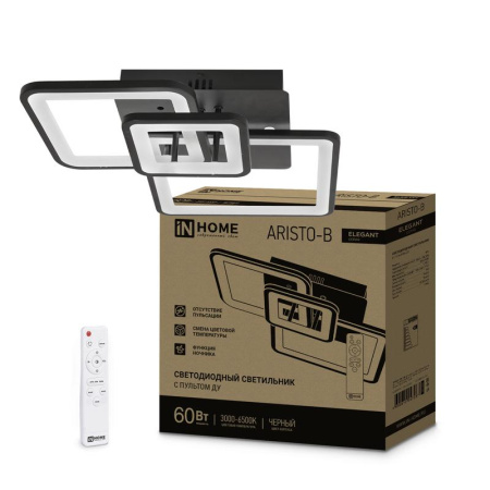 Светильник светодиодный ELEGANT ARISTO-B 60Вт 3000-6500К 4700лм 230В 531х448х151мм пульт ДУ черн.  4690612047287