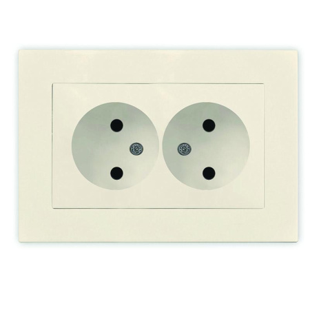 Розетка 2-м СП Афина 16А IP20 без заземл. в сборе сл. кость (ivory)  A0102-I