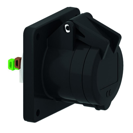 Розетка панельная 16А 3п 2P+PE 230-380В IP44 Quick Connect черн.  130269