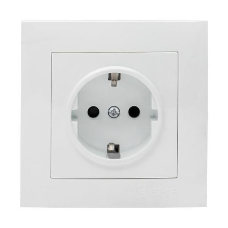 Розетка 1-м СП Валенсия 16А IP20 с заземл. защ. шторки бел. PROxima  EWR16-028-10